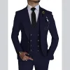 Suits Pink Lapel Double Breasted Slim Fit Tull Fashion Suit 3 Pieces (Jacket+Pants+Vest) Brudgummen Tuxedos Party Dinner för bröllop