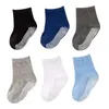 6 Parslot Spring Autumn Kids Anti-Slip Socks Solidny kolor Miękki oddychany bawełniany bawełniany skarpetki dla chłopców Dziewczęta Trampolina Skarpetki 240226