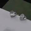 Heart Shape Stud Square Shape Diamond Earring Earrings Double Letter Drop Studs Anniversary Gift With Box