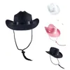 Boinas retro cor sólida feltro cowgirl chapéu com faixa ocidental sol proteger