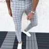 Men's Pants Mens Pants Smart Fashion Plaid Pencil Thin Mid Waist Jogger Trousers For Men 240308