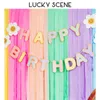 Décoration de fête d'anniversaire pour enfants, banderoles en papier froissé, scène de pompon, Macarons décorés S01686 240301