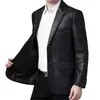 Męskie skórzane garnitur jesienne Wysokiej jakości wysokiej jakości sztuczna skórzana kurtka/biznes męska kurtka wiatroodporna S-4XL 240227