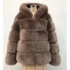 Haining Autunno e Inverno Nuovo Cappotto in Erba di Pelliccia di Volpe Artificiale Grigia da Donna 147070