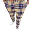 Men's Pants Mens Pants Trousers For Men Business Zipper Closure Male Pencil Slim-fitting Checkered Plaid Office 240308