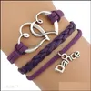 Jewelrydance Danseur Note De Musique Clé De Sol Vague Ballet Coeur Infini Amour Charme Bracelets Violet Femmes Hommes Bijoux Cadeau Custom1 D227n