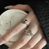 Cluster Ringe Silber Farbe Geometrie Ring Für Frauen Mädchen Mode Einfache Grün Zirkon Koreanische Ins Schmuck Geburtstag Geschenk Drop Großhandel