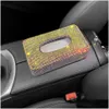 Interior Decorations New Luxury Rhinestone Car Tissue Box Holder Block-Type For Center Console Armrest Seat Back Bling Accessories Dro Dhrtk