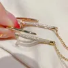Bracelet en or Bracelets de créateur d'ongles pour femmes et hommes Ins simple filet rouge vent plaqué chaîne à ongles 18 carats doux élégant plein diamant lumière luxe sentiment de haute qualité