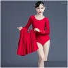 Stage Wear Latin Dance Dress For Girls Cha Performance Costume Long Sleeves Lace Kids Ballroom Dancing Clothes Black Red Dnv16734 Dro Dhy8I