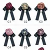 Pins broches designer retro rosa pérola flor preto laço blusa colarinho pino roupas boutonniere 6 cores acessórios de moda wo dh0bs