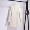 Blazer feminino primavera moda feminina roupas terno saia jaqueta cinto cintura magro terno feminino blazer longo casaco preto blazers 240306
