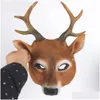 Maski imprezowe Śliczne derze głowa cosplay maska ​​Bożego Narodzenia Reindeer 3D Realistic Halloween kostium Karnival Props 230327 Drop Deli Dhmr3