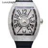 Relógio Franck Muller Relógios Suíços Automático Caixa Original Certificado Após Voucher Não Usado Frank V45 Mecânico Masculino com Diamante Voltar Pla