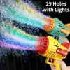 Piaska gra Water Fun Electric Bubble Gun Machine - Przenośna zabawka na zewnątrz z światłem LED - Idealny prezent dla dzieci (baterie bąbelkowe nie włożone)