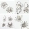 Metals 100pcs/Lot Cute Spider Charm Beads 4styles tibetan sier pendants diy النتائج التي توصلت إلى توصيل مجوهرات فضفاضة حبات فضفاضة dhiyp