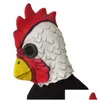 Party Masks White Latex Rooster Adts Mad Chicken Cockerel Halloween Scary Funny Masquerade Cosplay 220826 Drop Delivery DHQ4L