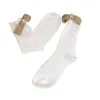 Chaussettes en coton côtelé pour femmes, élégantes, mollet, doux, diamant, nœud papillon, princesse