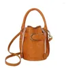 Avondtassen Dames Toplaag van pastaschors Trekkoord Emmertype Schoudertas Vrijetijdsauto Stiksels Crossbody voor dames