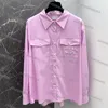 Designer Shirts Women Loose Pocket Blouses Fashion Summer Tees Casual Long Sleeve Tops