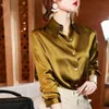 2024 Koreańska marka luksusowa koszula eleganckie koszule biurowe Momi Silk Crepe satynowe bluzki Business Ladies Top Blusas Estampadas 240301