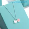 2024 Bijoux Designer Marque Colliers Edition Accueil Émail Double 925 Sterling Argent Amour Bleu Rose Rouge Collier En Forme De Coeur Chaîne Pendentif Lumière