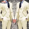 Business Mens garnitur 3-częściowy zestaw formalnych spodni kamizelki Slim Fit Groom Wedding Tuxedo Spike Lapel Blazer Men 240304