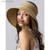 Szerokie grzbiet czapki wiadra czapki furtalk słoneczne czapki dla kobiet letnie straż plażowe kapelusz szerokie grzbiet bułki kucyk uv upf 50 składany kapelusz podróżny sun c l240308