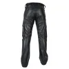Calça calça casual calça de couro de moda gótica steampunk calça de hip hop usa roupas de moto de moto masculino com bolso
