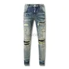 Men's Jeans purple jeans designer jeans for mens jeans Hiking Pant Ripped Hip hop High Street Fashion Brand Pantalones Motorcycle Embroidery Close fitting 240308