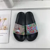 Slippers 2--Italian Men and Women Leather Beach Flats Home Bathroom Flower Geranium Print Sandals Womens Luxury Summer SlideH240308