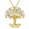 Collier d'arbre de vie de mode Halloween Zircon pendentif collier de fiançailles femmes 14K or bijoux fête anniversaire cadeau concepteur de luxe original