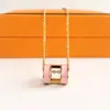 18k necklace gold with black pendant women necklaces with box aesthetic pendant necklace chain red orange white pink option pendant chains gifts sets box