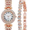 MULILAI Merk 32 MM Luxe Stijl Dameshorloges Diamant Witte Wijzerplaat Elegant Quartz Dameshorloge Rose Gouden Armband Watches235R