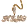 Personalizado A-Z letras nome pingente colar topbling t zircão cúbico hip hop 18k jóias banhadas a ouro real
