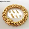 Plaqué or 18 carats en acier inoxydable Miami Curb chaîne cubaine lien bracelet fermoir fermoir bracelet hip hop hommes bijoux 8MM ~ 18MM promotion 240226