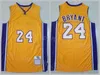 Винтажный баскетбольный переход Джерси 8 Bean The Black Mamba 2001 2002 1996 1997 1999 г. сшитый желто -синий пурпурный ретро -ретро -мужчина хорошего качества Большой команды логотип