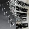 100pcs Punk Silver Pearl Nail Art Charms 3D Gothic Design Dark Rhinestones Supernatural Manicure Tips Supplies 240229
