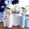 Cylinder Pedestal Stand White Plinth White Party Dessert Table Cake Stand Pedestal Iron Column For Wedding Decoration