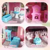 Brinquedos da criança bonecas para casa meninas com 3 histórias princesa quarto móveis pp mansão playhouse criança pequena casa de bonecas 240223