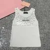 Designer Beads Knitted Tee Luxury Letter Printed Knitted Tank Sexy Sleeveless Tanks Stylish Charm Tank Tops