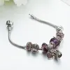 Charm Bracelets VIOVIA Drop Purple Beads Fashion Jewelry Heart Bracelet & Bangle With Crown Bead Fit Pan For Women B16116