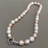 Collier ras du cou en perles d'eau douce naturelles, rose, violet, blanc, riz, couleurs mélangées, fermoir pavé en cz, bijoux pour femmes et filles, cadeau 240228