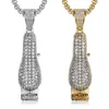 Hip Hop glacé 3D rasoir pendentif or argent plaqué Micro pavé hommes charme Bling Jewelry251S