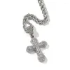 Anhänger Halsketten Sky Blue Cross Halskette 3 Farben Hip Hop Iced Out CZ Stein Für Frauen Männer Schmuck Geschenke