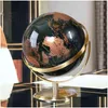 Objetos decorativos estatuetas acessórios de metal grande mundo globo mapa para casa mesa ornamentos presente de natal decoração de escritório dh5cz