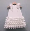 Robes de gâteau falbala à plusieurs niveaux robe de bal robe de bal à volants manches à mouche à mouche princesse d'été