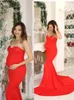 Sexy Strapless Long Black Maxi Dress Front Slit Bare Shoulder Red Womens Evening Summer Night Gown Party Maternity Dresses 240228