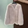 Xiaoxiang – manteau en fourrure de Haining pour femme, longueur moyenne, col en v, Simple et haut de gamme, Imitation renard, hiver 2023, 230694
