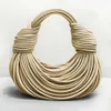 Small Double Designer Knot Brand Purse Venata Noodle Totes 2024 Hand Knitted Handbag Bag Lady Womens Leather Handbags Bags Round Bottgas Cattle VNGT